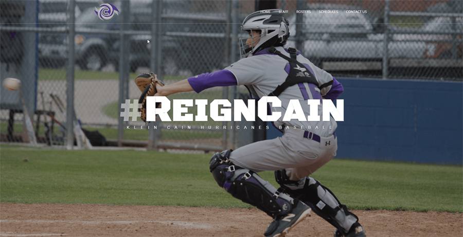 Klein Cain Hurricanes Baseball website designed by Webstrands